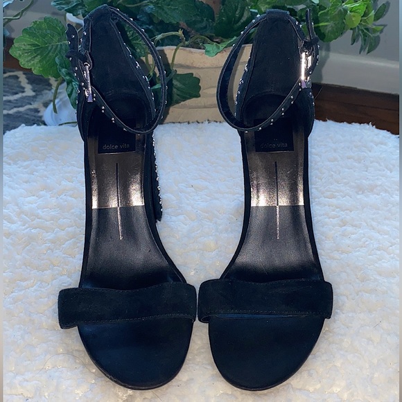 Dolce Vita Black hendrix studded suede Heels sz 8 - Picture 3 of 9